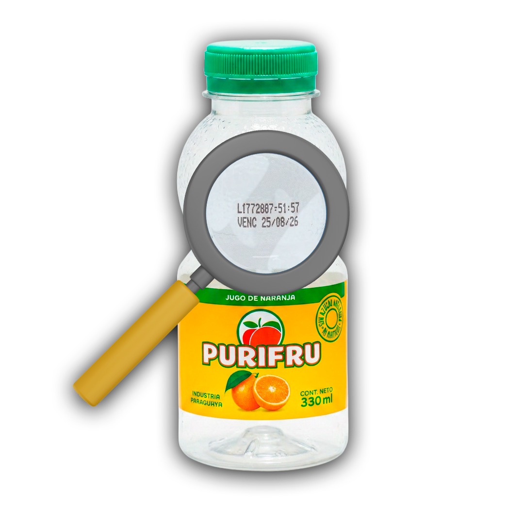 Botella Purifru - Código de lote en la base